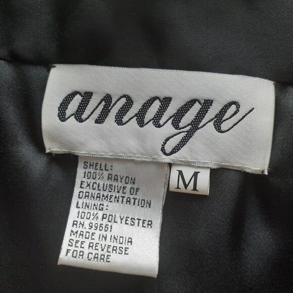 Anage  Black & White Houndstooth Padded Women's Sequin Beaded Blazer Jacket NWT - Picture 9 of 12